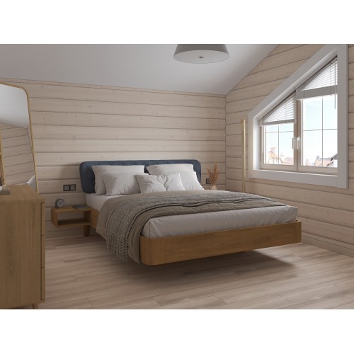 Кровать из массива дуба ButterFly с подсветкой  и  интегрированными тумбами