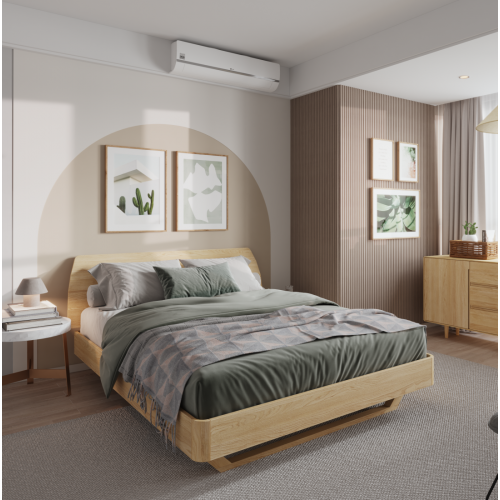 Кровать из массива дуба Аманди без полок (цельноламельный щит)