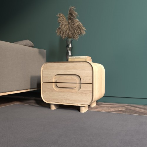 Тумба прикроватная из массива дуба Дэо (Оденсе)  - цельноламельный